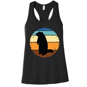 Groundhog Retro Funny Woodchuck Groundhog Day Women's Racerback Tank