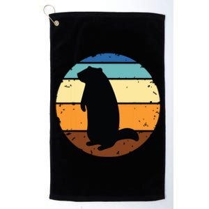 Groundhog Retro Funny Woodchuck Groundhog Day Platinum Collection Golf Towel