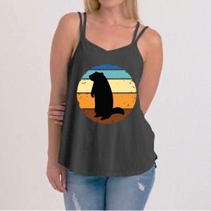 Groundhog Retro Funny Woodchuck Groundhog Day Women's Strappy Tank