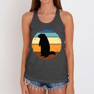 Groundhog Retro Funny Woodchuck Groundhog Day Women's Knotted Racerback Tank