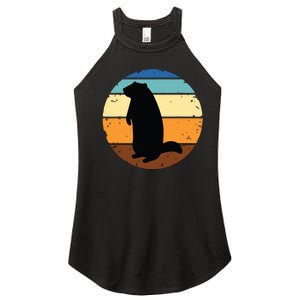 Groundhog Retro Funny Woodchuck Groundhog Day Women's Perfect Tri Rocker Tank