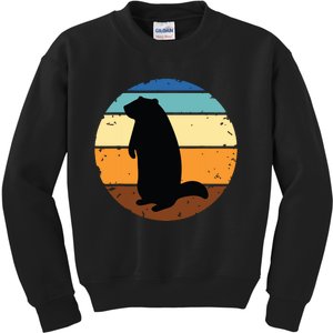 Groundhog Retro Funny Woodchuck Groundhog Day Kids Sweatshirt