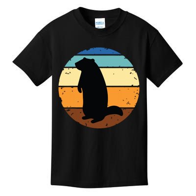 Groundhog Retro Funny Woodchuck Groundhog Day Kids T-Shirt