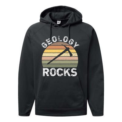 Geology Rocks Funny Geologist Funny Geology Dad Joke Pun Performance Fleece Hoodie