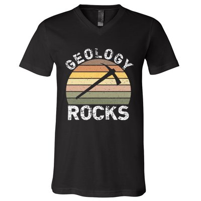 Geology Rocks Funny Geologist Funny Geology Dad Joke Pun V-Neck T-Shirt