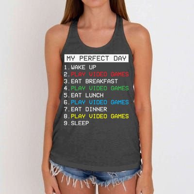 Gamer Routine Funny Gamer Epic Gamer Happy Gamer Video Games Lover Women's Knotted Racerback Tank