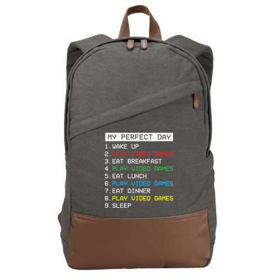 Gamer Routine Funny Gamer Epic Gamer Happy Gamer Video Games Lover Cotton Canvas Backpack