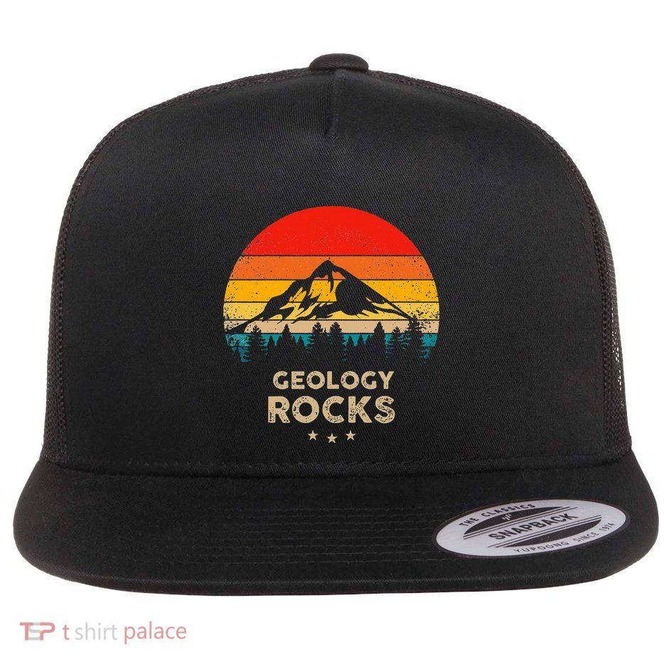 Geology Rocks Funny Geologist Gift Idea Flat Bill Trucker Hat