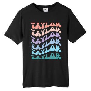 Girl Retro Groovy Taylor First Name Personalized Birthday Tall Fusion ChromaSoft Performance T-Shirt