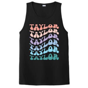 Girl Retro Groovy Taylor First Name Personalized Birthday PosiCharge Competitor Tank