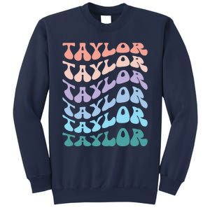 Girl Retro Groovy Taylor First Name Personalized Birthday Sweatshirt