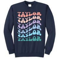 Girl Retro Groovy Taylor First Name Personalized Birthday Sweatshirt