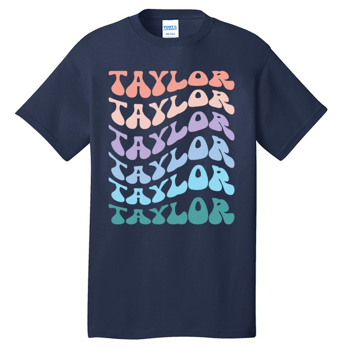 Girl Retro Groovy Taylor First Name Personalized Birthday Tall T-Shirt