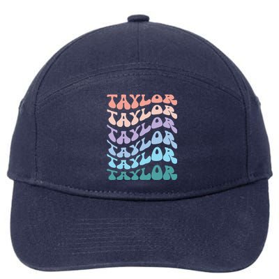 Girl Retro Groovy Taylor First Name Personalized Birthday 7-Panel Snapback Hat