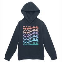 Girl Retro Groovy Taylor First Name Personalized Birthday Urban Pullover Hoodie