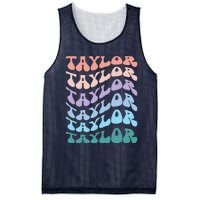 Girl Retro Groovy Taylor First Name Personalized Birthday Mesh Reversible Basketball Jersey Tank