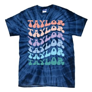 Girl Retro Groovy Taylor First Name Personalized Birthday Tie-Dye T-Shirt