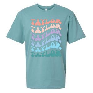 Girl Retro Groovy Taylor First Name Personalized Birthday Sueded Cloud Jersey T-Shirt