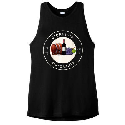 GiorgioS Ristorante Great Food Atmosphere Aura Ladies PosiCharge Tri-Blend Wicking Tank