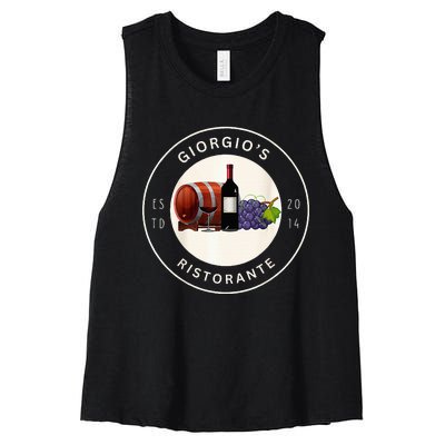 GiorgioS Ristorante Great Food Atmosphere Aura Women's Racerback Cropped Tank