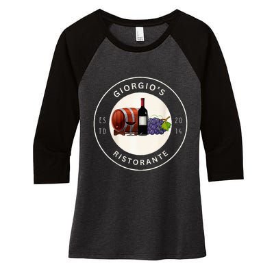 GiorgioS Ristorante Great Food Atmosphere Aura Women's Tri-Blend 3/4-Sleeve Raglan Shirt