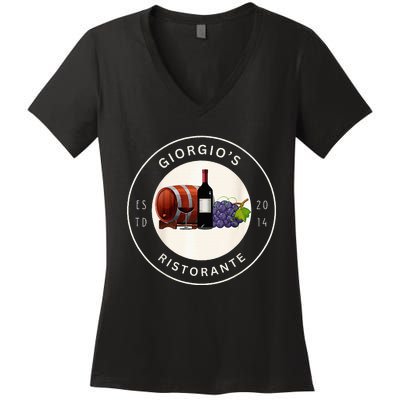 GiorgioS Ristorante Great Food Atmosphere Aura Women's V-Neck T-Shirt