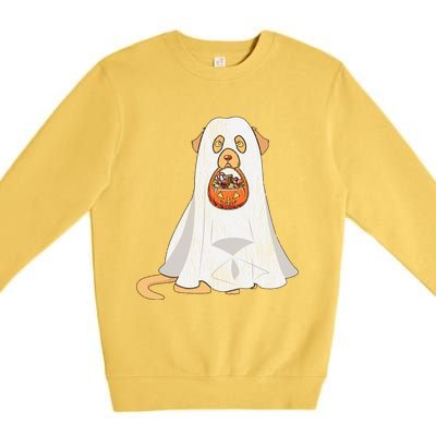 Golden Retriever Ghost Dog Mom Dad Trick Or Treat Halloween Gift Premium Crewneck Sweatshirt