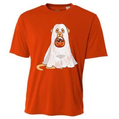 Golden Retriever Ghost Dog Mom Dad Trick Or Treat Halloween Gift Cooling Performance Crew T-Shirt