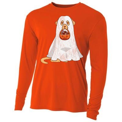 Golden Retriever Ghost Dog Mom Dad Trick Or Treat Halloween Gift Cooling Performance Long Sleeve Crew