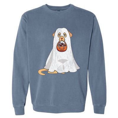 Golden Retriever Ghost Dog Mom Dad Trick Or Treat Halloween Gift Garment-Dyed Sweatshirt