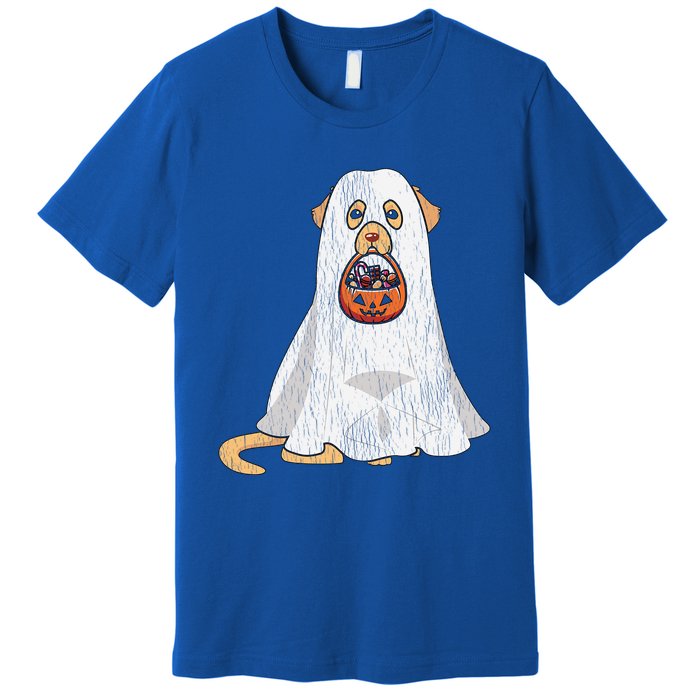 Golden Retriever Ghost Dog Mom Dad Trick Or Treat Halloween Gift Premium T-Shirt