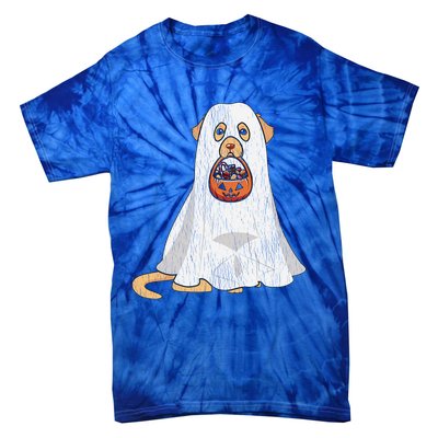 Golden Retriever Ghost Dog Mom Dad Trick Or Treat Halloween Gift Tie-Dye T-Shirt