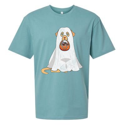 Golden Retriever Ghost Dog Mom Dad Trick Or Treat Halloween Gift Sueded Cloud Jersey T-Shirt