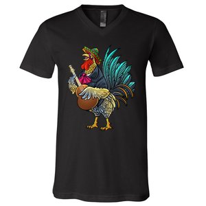 Giant Rooster Guitaring Funny Chicken Gallo Playing Guitar V-Neck T-Shirt