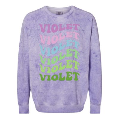 Girl Retro Groovy Violet First Name Personalized Birthday Colorblast Crewneck Sweatshirt