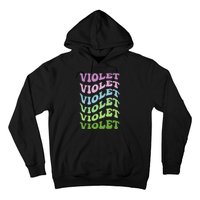 Girl Retro Groovy Violet First Name Personalized Birthday Hoodie