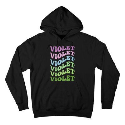 Girl Retro Groovy Violet First Name Personalized Birthday Hoodie