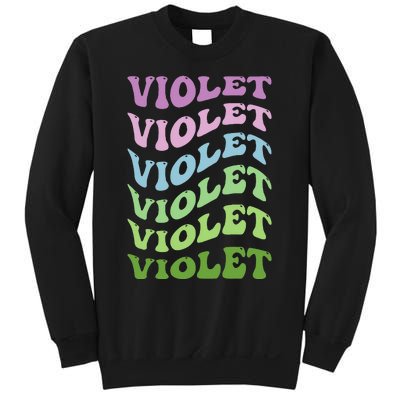 Girl Retro Groovy Violet First Name Personalized Birthday Sweatshirt