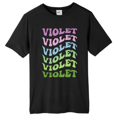 Girl Retro Groovy Violet First Name Personalized Birthday Tall Fusion ChromaSoft Performance T-Shirt