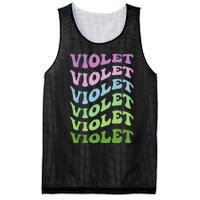 Girl Retro Groovy Violet First Name Personalized Birthday Mesh Reversible Basketball Jersey Tank