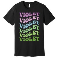 Girl Retro Groovy Violet First Name Personalized Birthday Premium T-Shirt