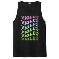 Girl Retro Groovy Violet First Name Personalized Birthday PosiCharge Competitor Tank