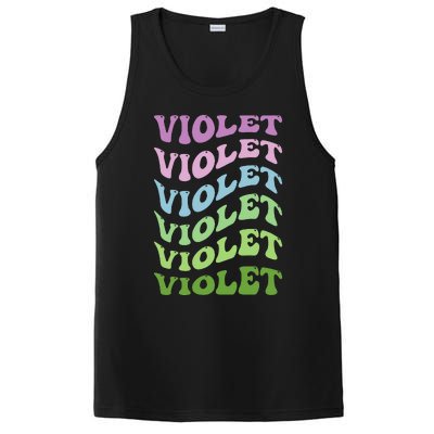 Girl Retro Groovy Violet First Name Personalized Birthday PosiCharge Competitor Tank