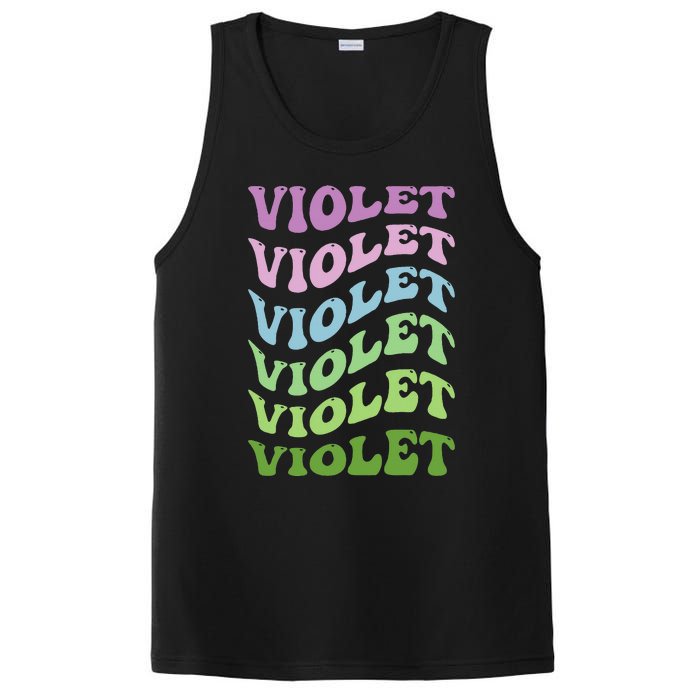 Girl Retro Groovy Violet First Name Personalized Birthday PosiCharge Competitor Tank