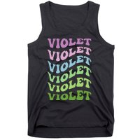 Girl Retro Groovy Violet First Name Personalized Birthday Tank Top