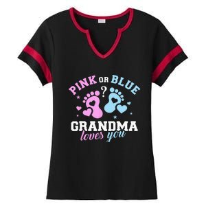 Gender Reveal Grandma Ladies Halftime Notch Neck Tee