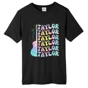 Girl Retro Groovy Taylor First Name Personalized 80S Pink Tall Fusion ChromaSoft Performance T-Shirt