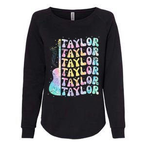 Girl Retro Groovy Taylor First Name Personalized 80S Pink Womens California Wash Sweatshirt