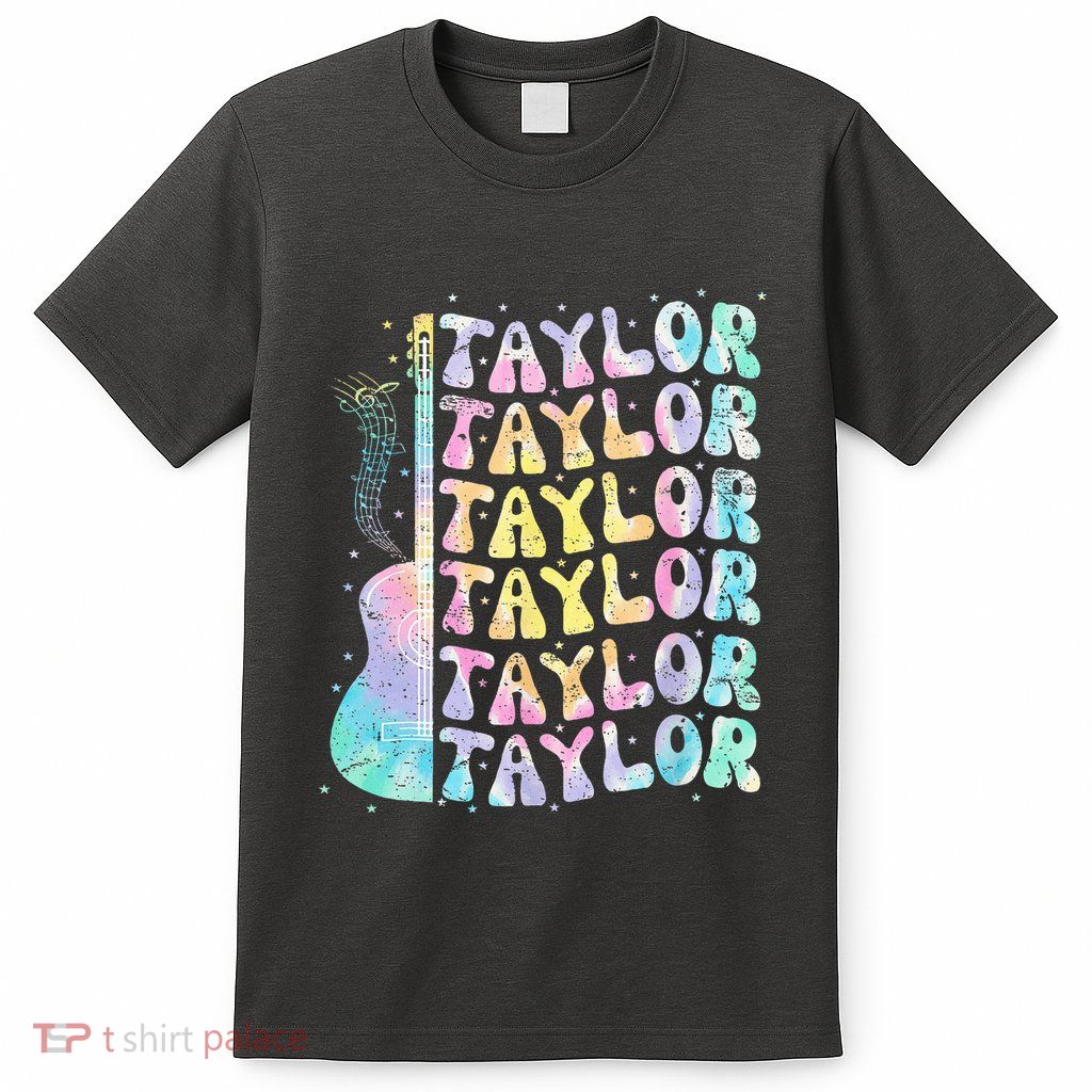 Girl Retro Groovy Taylor First Name Personalized 80S Pink T-Shirt