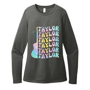 Girl Retro Groovy Taylor First Name Personalized 80S Pink Womens CVC Long Sleeve Shirt